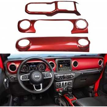Garniture intérieure de tableau de bord et console centrale  Compatible avec Jeep Wrangler JL 2018-2021? ROUGE