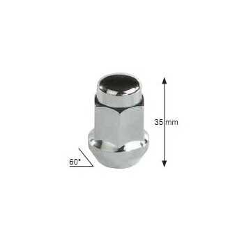 Ecrou de roue chromé 12X1,50 pour clé 21 mm TOYOTA - MITSUBISHI - FORD RANGER