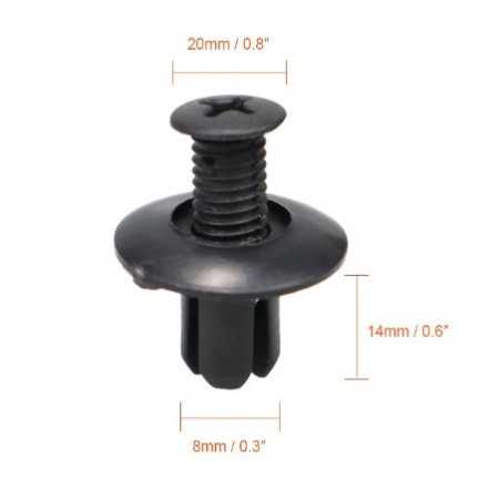 Clips plastique universelle 8mm (sachet de 30 )