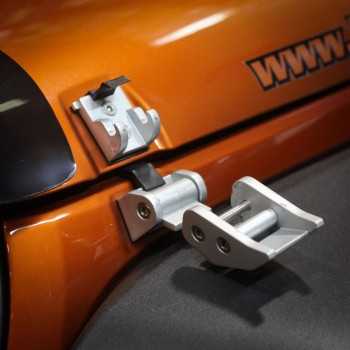 Attache capot argent  Jeep Wrangler JK de 2007 à 2018