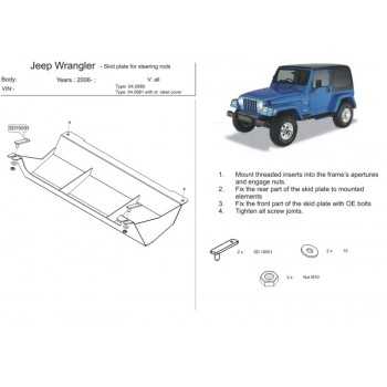Blindage acier boitier de direction Jeep Wrangler TJ 08/1996-02/2006